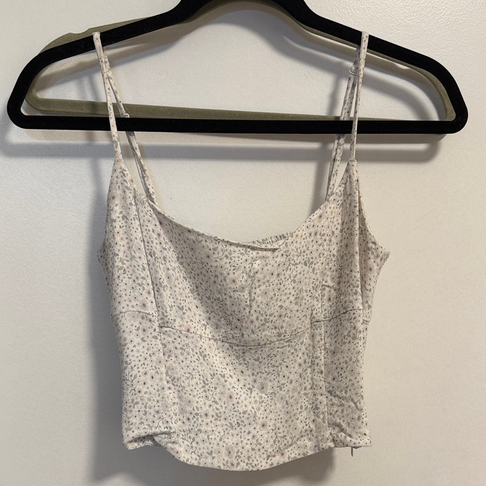 Wilfred Cream Floral Camisole Boustier Crop Top